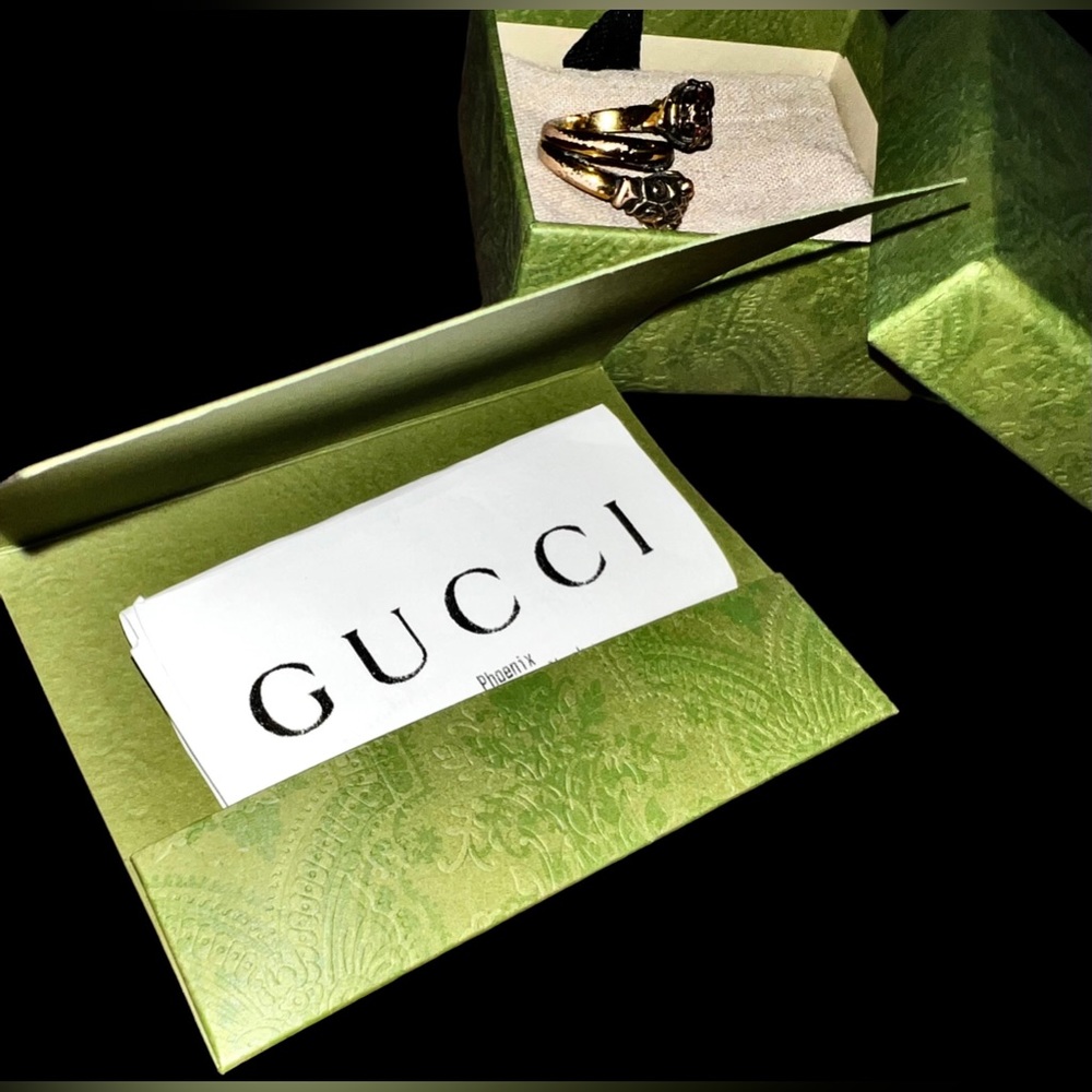 Gucci ‘Twist’ Tiger Head (Red Crystal Eyes) Double Banded Ring - Picture 12 of 13